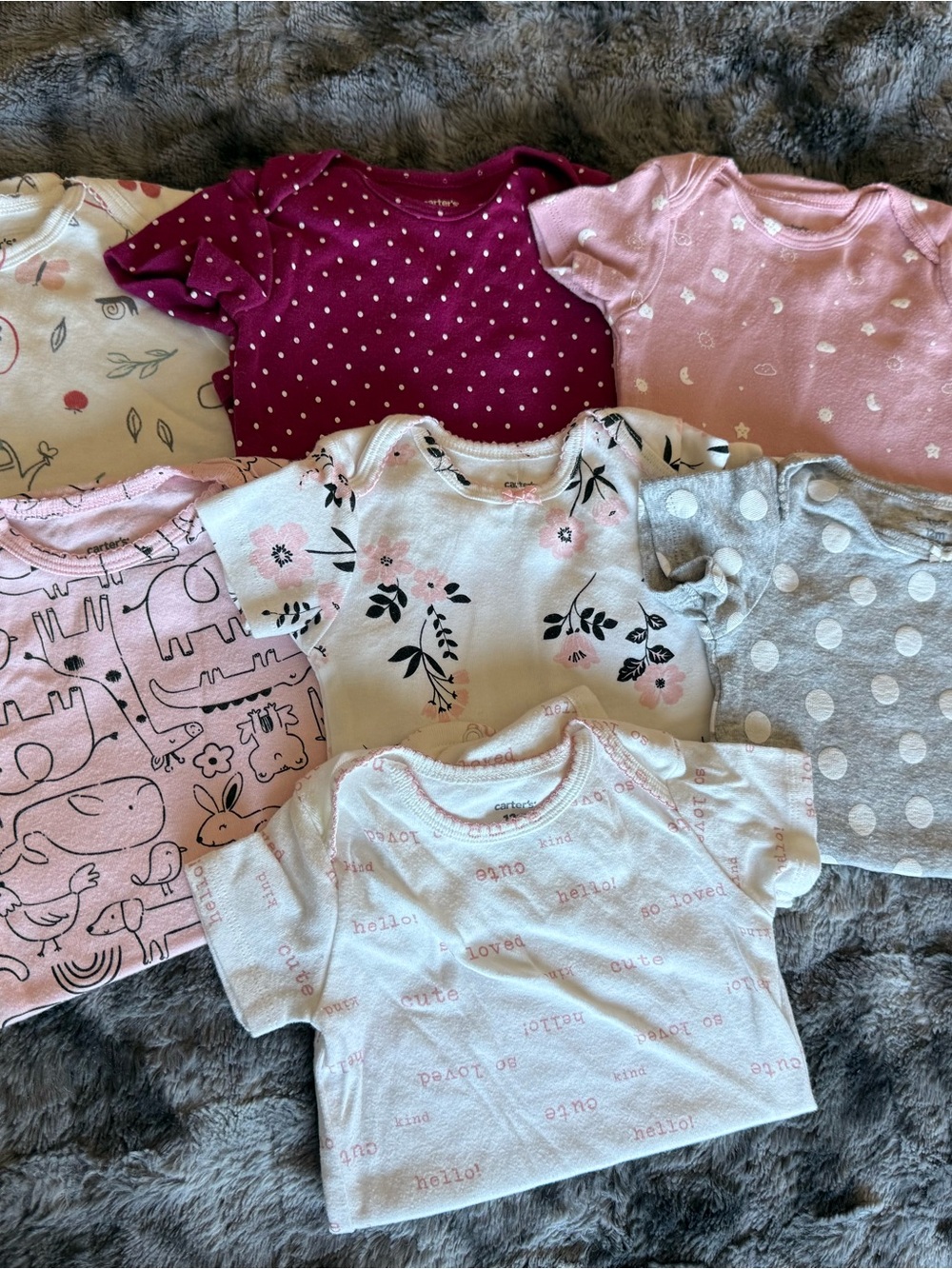 Carter’s Baby Girl 12M Bodysuit 7 Piece Bundle Pink Floral